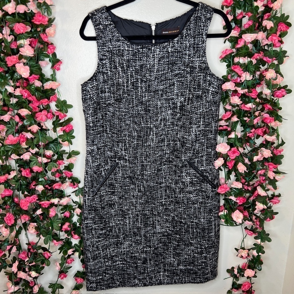 Dana Buchman Black White Tweed Pencil Dress Women’s Business Office 8 Work